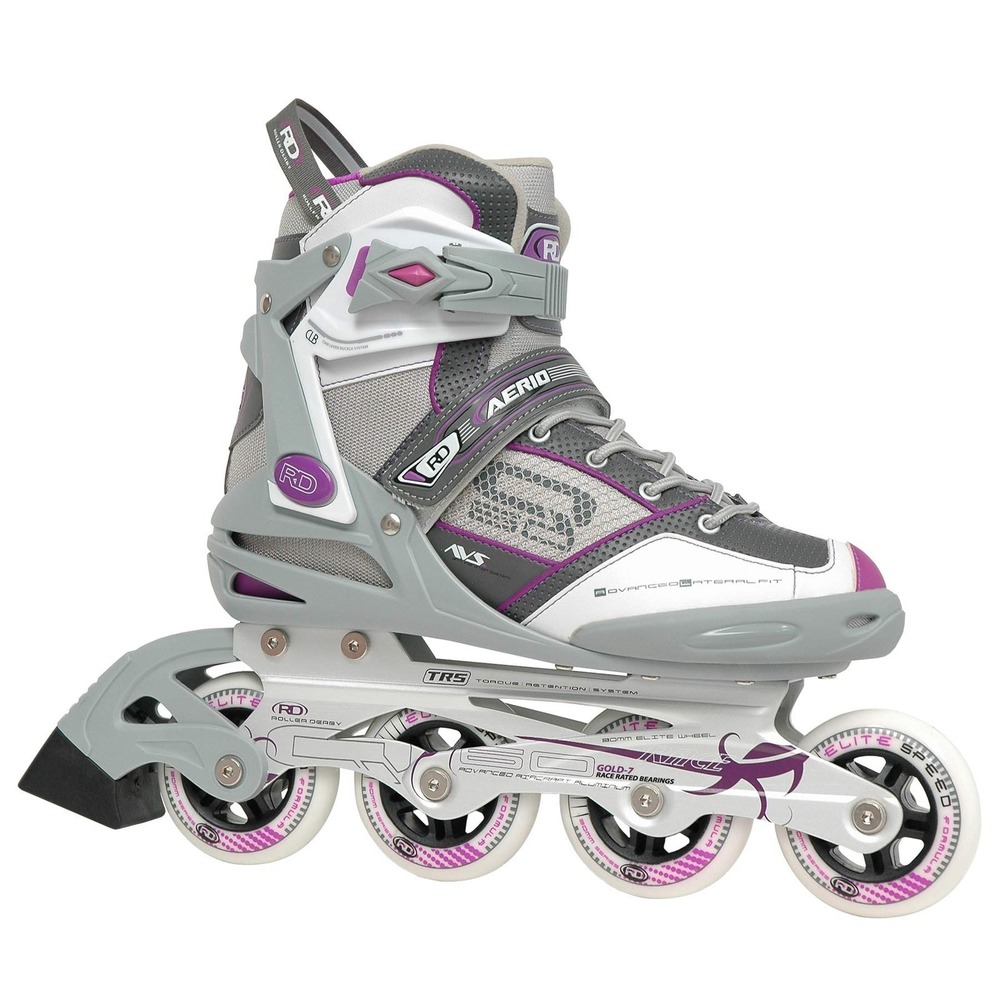 Roller Derby Aerio Q-60 Inline Skates Women's Size 8 White Grey Purple